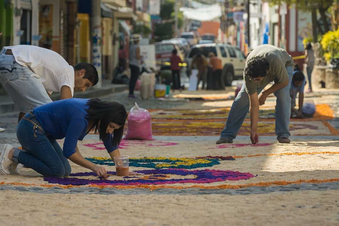The street on the south side of the Ajijic plaza usually closes to make room for a block-long tapete.